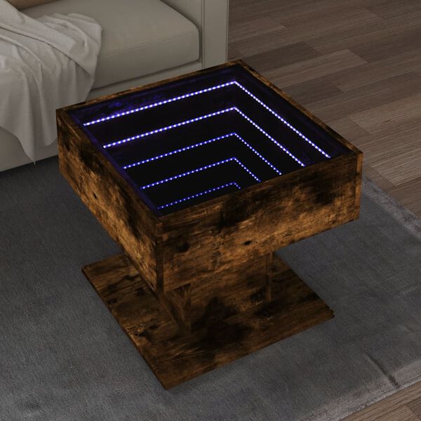 vidaXL Coffee Table Smoked oak Engineered wood, glass Medium