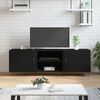 vidaXL TV Cabinet Black Engineered wood, Iron TV Cabinet Rectangular