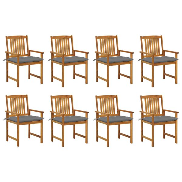 vidaXL Patio Chair Set of 8 Natural Wood Solid Acacia Wood Standard