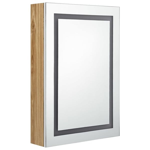 vidaXL Bathroom Cabinet White and oak MDF with melamine finish, glass