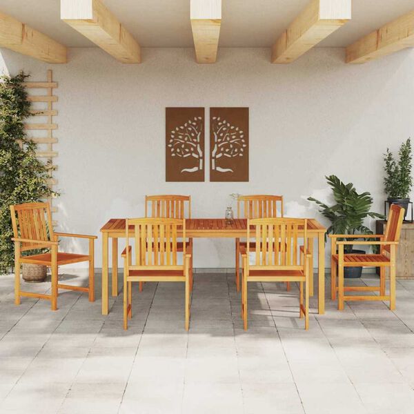 vidaXL Garden Dining Set 7 pcs Brown Solid Acacia Wood