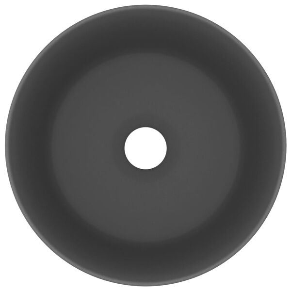 vidaXL Luxury Wash Basin Round Matt Dark Grey 15.7x5.9" Ceramic