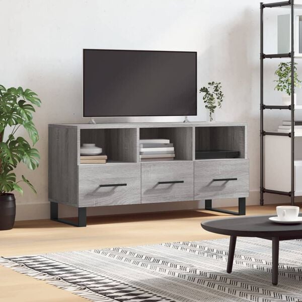 vidaXL TV Cabinet Grey Sonoma Engineered wood, Iron Medium TV Cabinet