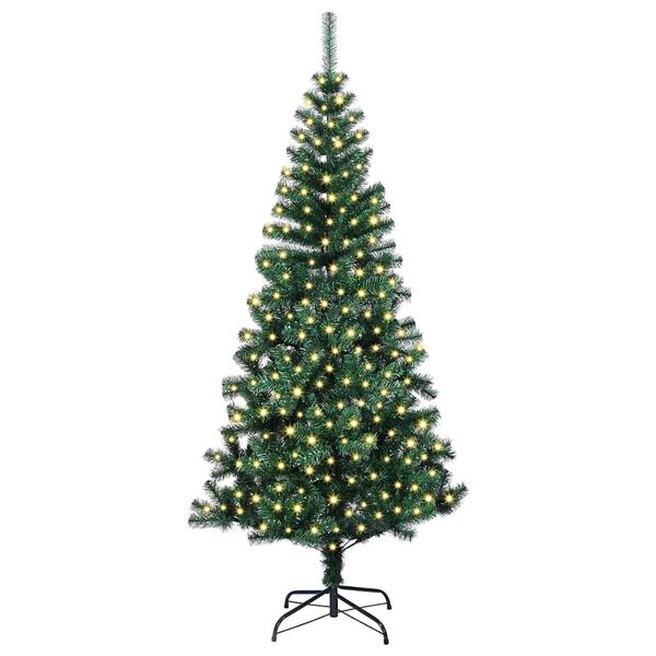 vidaXL Artificial Pre-lit Christmas Tree Green 70.9" PVC and Metal
