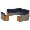 vidaXL 11 Piece Garden Sofa Set with Cushions Grey Poly Rattan