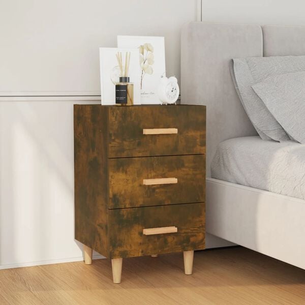 vidaXL Bedside Cabinet Smoked Oak Engineered Wood Standard