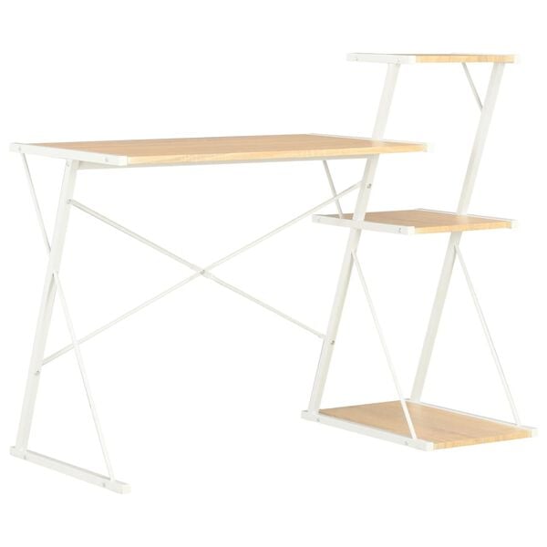 vidaXL Desk White and Oak