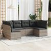 vidaXL Garden Sofa Set Light Grey PE rattan 6-Piece Set Modular