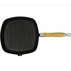Cast Iron Grill Pan BBQ Skillet Wooden Handle