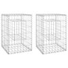 vidaXL Gabion Basket Posts 2 pcs 15.7"x15.7"x23.6" Iron
