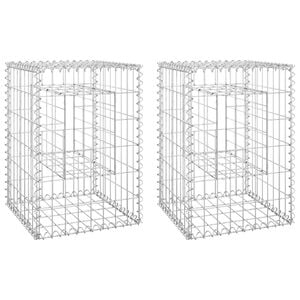 vidaXL Gabion Basket Posts 2 pcs 15.7"x15.7"x23.6" Iron