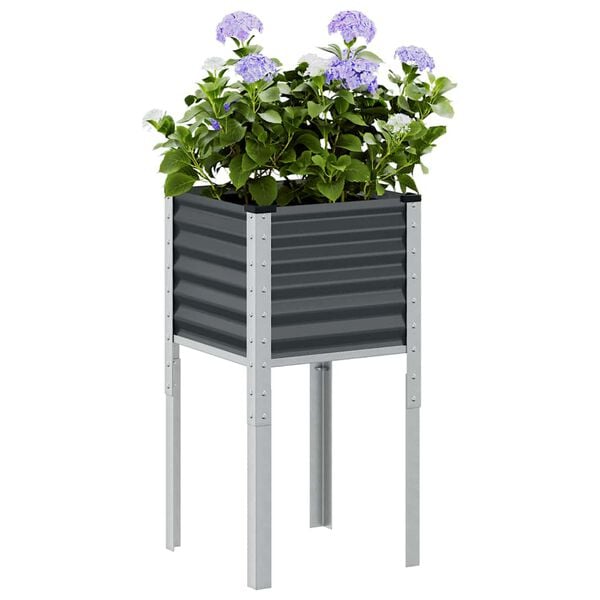 vidaXL Garden Planter Anthracite Steel 17.7x17.7x34.6 in Durable