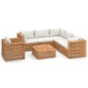 vidaXL 7 Piece Patio Lounge Set with Cream Cushion Solid Teak Wood