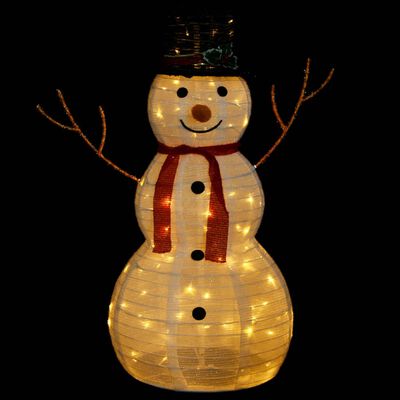 vidaXL Decorative Christmas Snowman Figure with LED Luxury Fabric 3 ft
