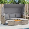 vidaXL Garden Sofa Grey PE rattan 3-seater Retractable Outdoor Sofa