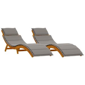 vidaXL Sun lounger 2 pcs Gray 184 x 55 x 64cm Solid Acacia wood