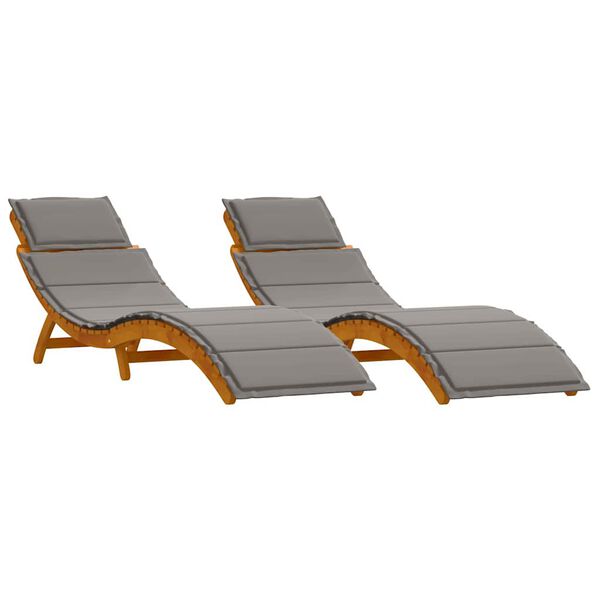 vidaXL Sun lounger 2 pcs Gray 184 x 55 x 64cm Solid Acacia wood