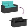 vidaXL 7 Piece Patio Sofa Set with Cushions Black Poly Rattan Acacia