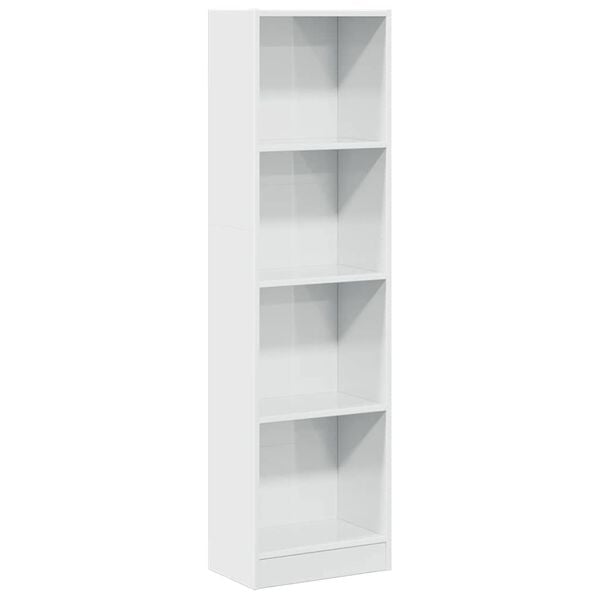 vidaXL Bookcase High Gloss White Engineered Wood 15.7 x 9.4 x 56.3 in