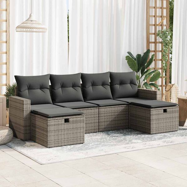 vidaXL Garden Sofa Set Grey, Dark Grey