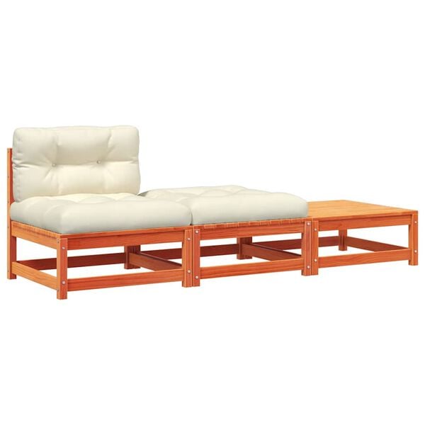 vidaXL Garden Sofa Wax brown Solid pine wood Medium Modular