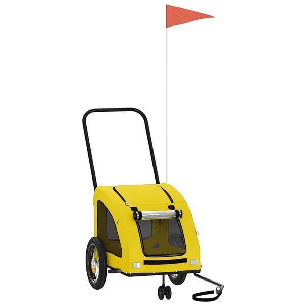vidaXL Pet Bike Trailer Yellow Oxford Fabric, Iron, PVC Medium Foldable