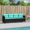 vidaXL Sun Lounger Black PE Rattan 80.3 x 21.7 x 27.4 in