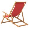 vidaXL Beach Chair Red Solid Teak wood, Polyester Standard Foldable