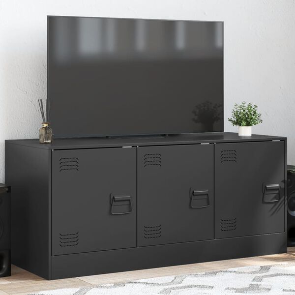 vidaXL TV Cabinet Black Cold-rolled steel Medium TV Cabinet