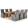 vidaXL Dining Set Grey Solid Acacia wood 81.1 x 39.4 x 29.1 in
