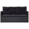 vidaXL Sofa Set Black PE rattan, powder-coated steel, glass Medium