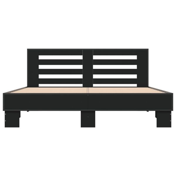 vidaXL Bed Frame Black Engineered Wood King Size Durable Bed Frame