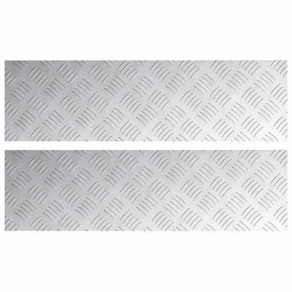 vidaXL Stair Tread Rectangular 2 pcs Silver 27.56 x 7.87 in Aluminium