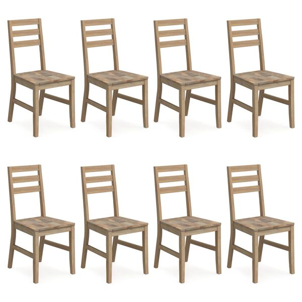 vidaXL Dining Chair Set of 8 Brown Solid acacia wood Medium Durable