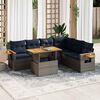 vidaXL 7 Piece Patio Sofa Set with Cushions Gray Poly Rattan Acacia