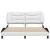 vidaXL Bed Frame without Mattress "Hvar" White and Black 63"x78.7" Faux Leather