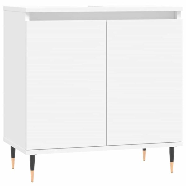 vidaXL Bathroom Cabinet White Engineered wood and iron Medium