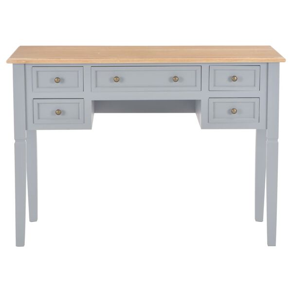 vidaXL Writing Desk Gray MDF 43.1 in length, 17.7 in width, 30.5 in height