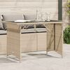 vidaXL Garden Table Beige PE rattan, powder-coated steel, tempered glass