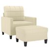 vidaXL Sofa Chair With Footstool Cream 75% PVC, 20% polyester, 5% cotton