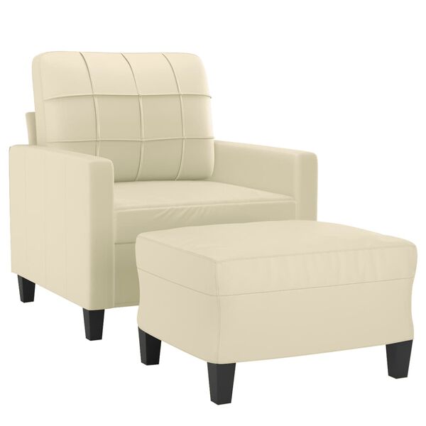 vidaXL Sofa Chair With Footstool Cream 75% PVC, 20% polyester, 5% cotton