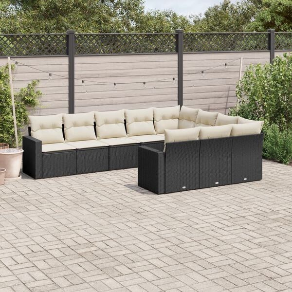 vidaXL Garden Sofa Set Black and Cream