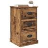 vidaXL Bedside Cabinet with Drawer Old Wood 15.35 x 15.35 x 26.57 in