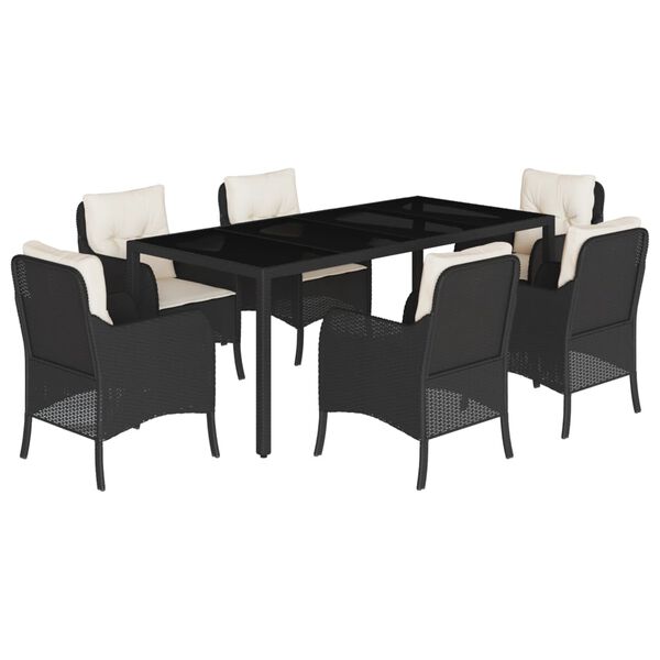 vidaXL Garden Dining Set Black and Cream