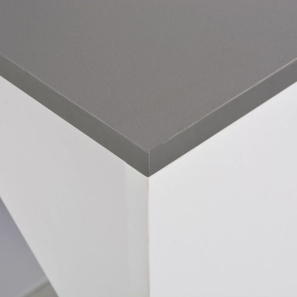 vidaXL Bar Table White with grey top Engineered wood 45.3 in Bar Table