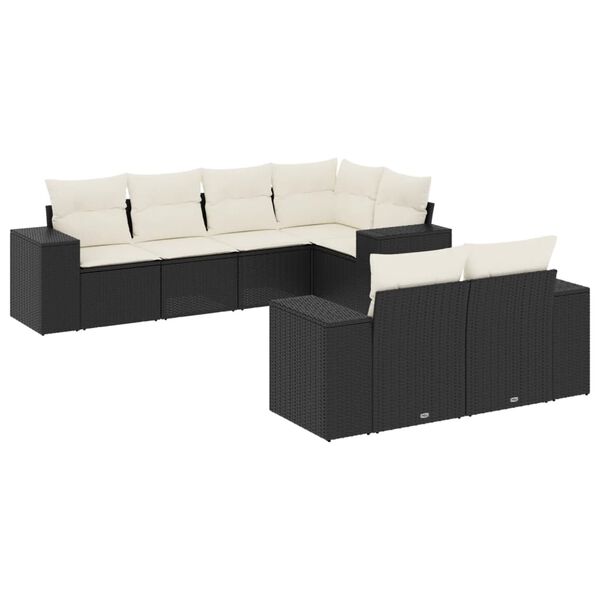 vidaXL Garden Sofa Set Black, Cream White