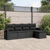 vidaXL Garden Sofa Set Black Poly Rattan, Powder-Coated Steel Large