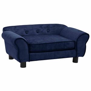 vidaXL Dog Sofa Blue Plush (80% polyester, 20% cotton), solid fir wood