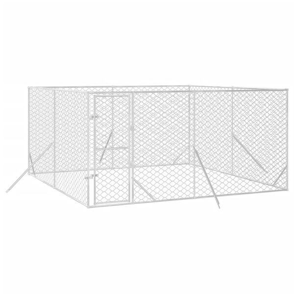 vidaXL Outdoor Dog Kennel Silver Galvanized Steel Large Durable