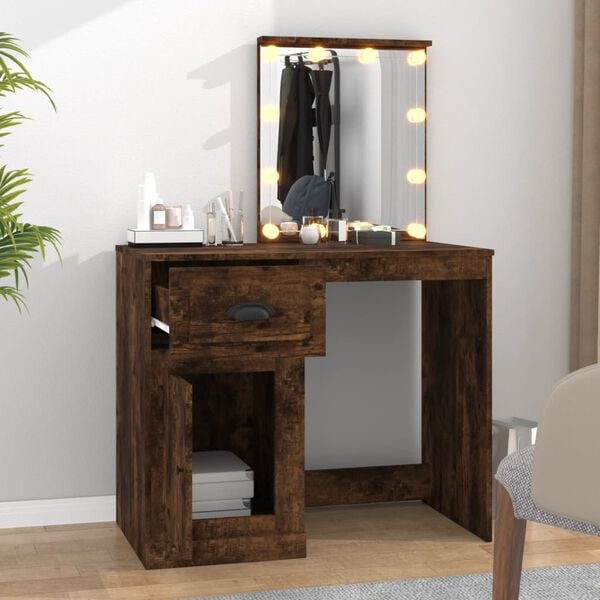 vidaXL Dressing Table Smoked Oak Engineered Wood Medium Dressing Table